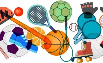 Sports Design Elements Multicolored Tools Icons Layout