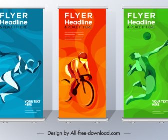 Sports Flyer Templates Athletic Icons Colored Motion Sketch