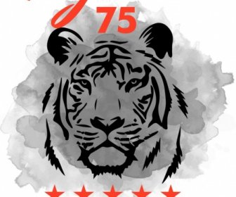 Sports League Advertisement Tiger Icon Grunge Decor