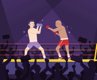Sports Painting Boxing Theme Cartoon Characters