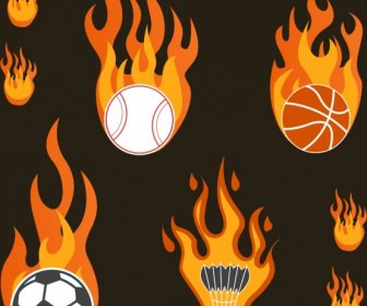Sport-Werkzeuge Die Symbolsammlung Feuern Dekoration
