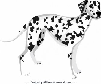 Personagem De Desenho Animado Do Cão Malhado ícone Decoração Branco Preto