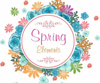 Spring Background Colorful Flowers Circle Decor