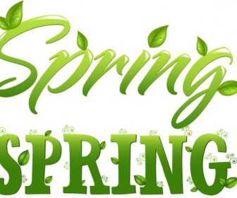 Spring Background Leaf Icon Green Calligraphic Decor