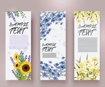 Spring Banner Templates Colorful Flowers Decoration Vertical Design