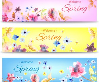 Musim Semi Banner Dengan Bunga