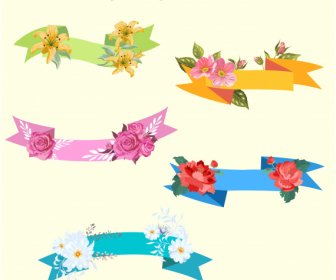 Các Yếu Tố Trang Trí Mùa Xuân Ribbon Hình Dạng Trang Trí Cánh Hoa đầy Màu Sắc
