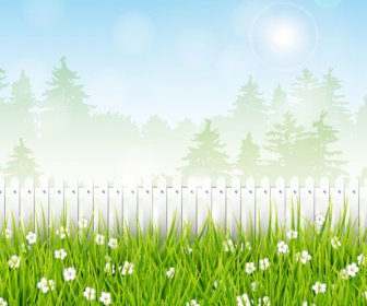 Spring Elements With Green Background