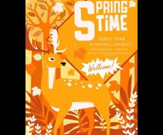 Spring Flyer Dekorasi Tanaman Rusa Alami Desain Klasik