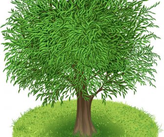 봄 녹색 나무 디자인 벡터 그래픽