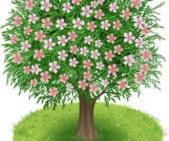 Frühling Grünen Baum Design Vektorgrafik