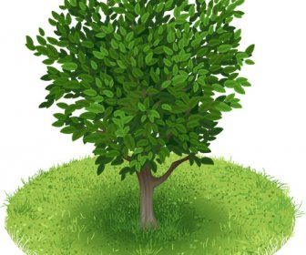 Bahar Yeşil Ağaç Tasarım Vektör Grafik