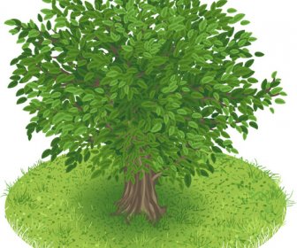 봄 녹색 나무 디자인 벡터 그래픽
