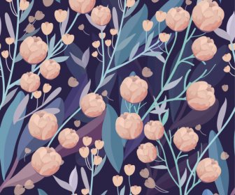 Lukisan Musim Semi Bunga Mekar Sketsa Klasik Berwarna-warni