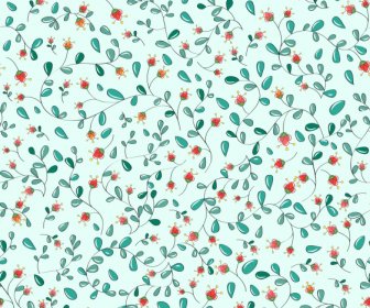 Spring Pattern Template Colored Flat Luxuriant Botany Leaves