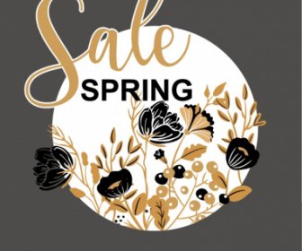 Spring Sale Poster Dark Classic Handdrawn Botanical Decor
