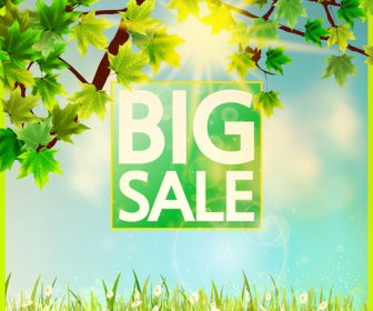 Spring Scenery With Big Sale Vector Background