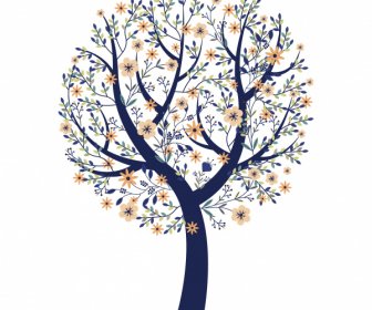 Spring Tree Icon Blossom Sketch Classic Flat