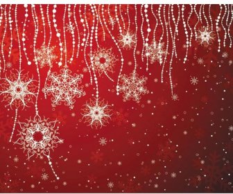 Sprinkle White Snowflake Lights On Abstract Red Background Vector