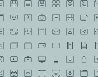 Square Outline Icons Set