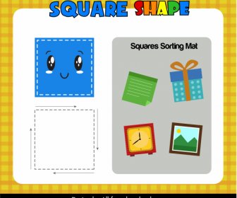 Square Shape Game Template Colorful Flat Cute Design