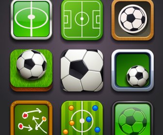 квадратный Футбол Мячи иконки Векторный набор