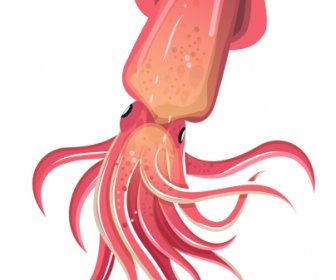 오징어 아이콘 반짝 핑크 장식