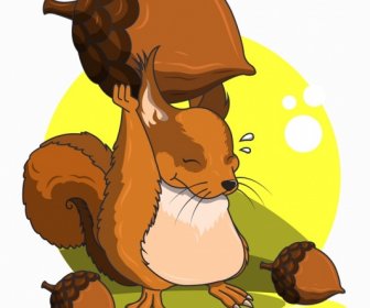 Esquilo Animal ícone Bonito Esboço Dos Desenhos Animados