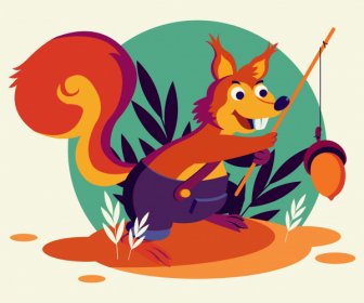 Eichhörnchen-Symbol Niedlich Stilisierte Cartoon-Charakter