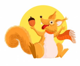 Squirrel Icon Cute Stylized Cartoon Character Colorful Classic