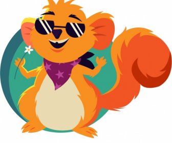 Squirrel Icon Cute Stylized Cartoon Character Sketch