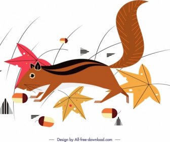 Croquis De Dessin Animé Coloré écureuil Peinture