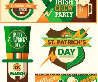 St Patricks Tag Banner Und Aufkleber Set