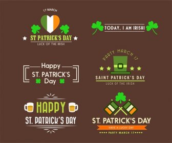 St Patricks Günü Logo Tasarım öğeleri Düz Tasarım