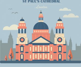 St Pauls Katedrali Reklam Afişi Düz Klasik Tasarım