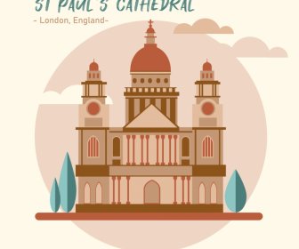 St. Pauls Cathedral Wahrzeichen Werbebanner Elegante Symmetrische Klassische Skizze