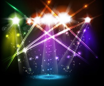 Stage Neon Light Elements Vector Background