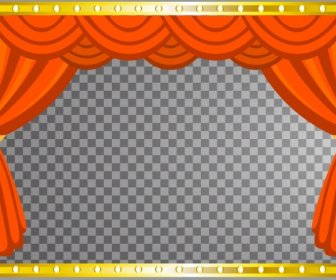 Stage Template Red Curtain Neon Frame Flat Design