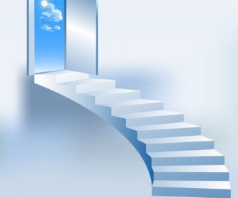 Stairs Background Bright 3d Blue Decor