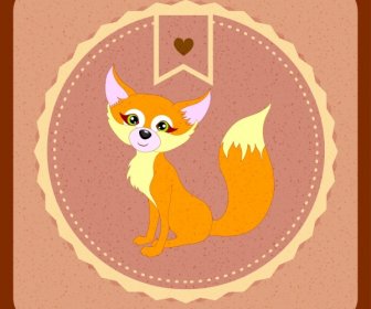 Stamp Icon Cute Cartoon Fox Decoration