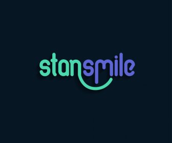 โลโก้ Stan Smile แม่แบบการประดิษฐ์ตัวอักษรแบนข้อความโค้งตกแต่ง