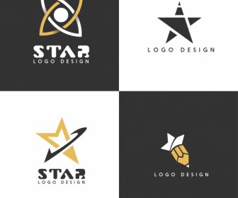 Templat Logo Bintang Desain Kontras Datar Modern