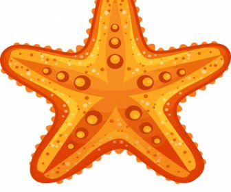 Starfish Ikon Kuning Datar Sketsa