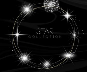 Stars Background Template Sparkling Circle Motion Sketch