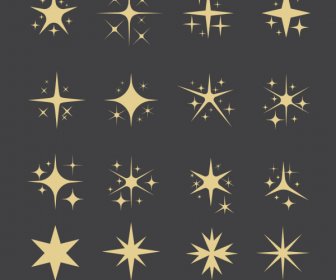星のアイコンコレクション古典的な平らな形状のスケッチ