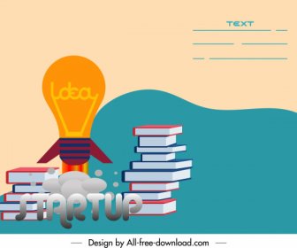 Startup Poster Book Stack Lightbulb Sketch
