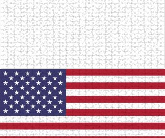 States Flag Design On Black White Puzzles Background