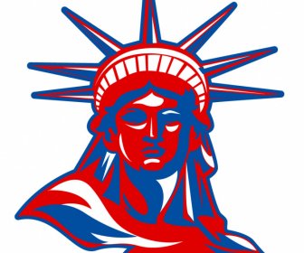 Estátua Da Liberdade Retrato Sinal ícone Escuro Clássico Silhueta Esboço