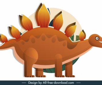 Stegosaurus 공룡 아이콘 고전 만화 스케치