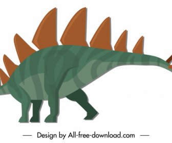 Stegosaurus Dinosaur Icon Colored Cartoon Character Sketch
